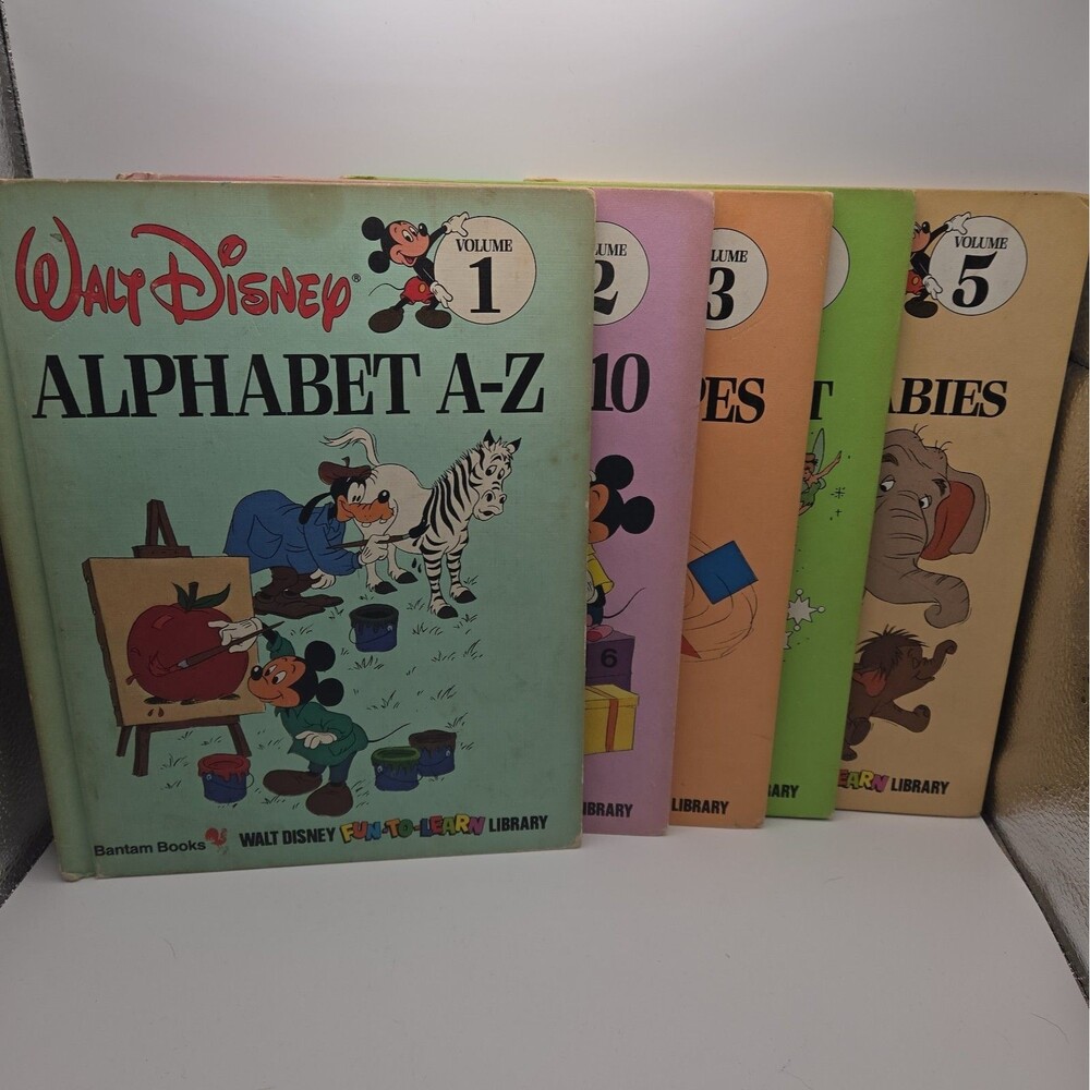 Vintage 1983 Disney Fun-To-Learn Library Volumes 1-5 Bantam Books